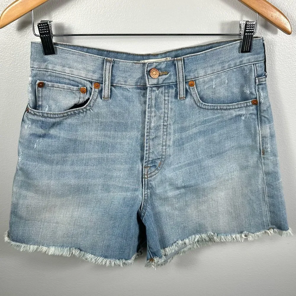 Madewell Light Wash Denim Frayed Hem The Perfect Summer Short Size 27 Summer